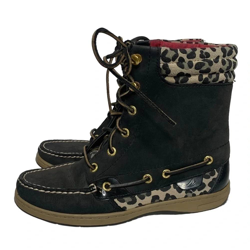 Sperry Top Sider Hikerfish Black Leopard Boots